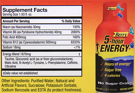 How much sugar is in a 5 hour energy drink 5 Hour Energy Berry Flavor Energy Drink 1 93 Oz Shot Springsunday International Shopping